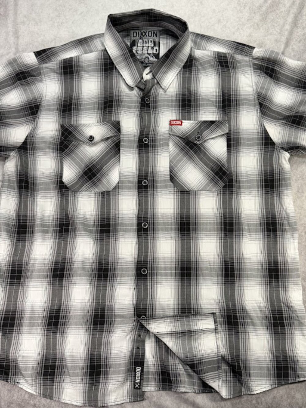 Dixxon Flannel Co Garfield SS White Gray Plaid Garfield 3XL